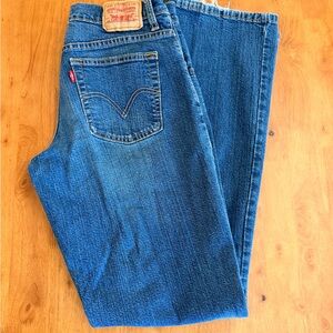 Women's Levis 505 Straight Leg Jeans 8 Long Blue